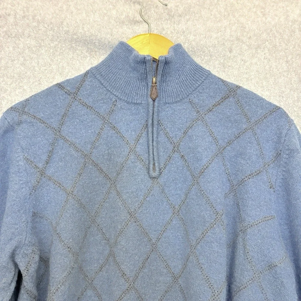 Brooks Brothers Extra Fine Italian Merino Wool Argyle 1/4 Zip Pullover Mens XL‎